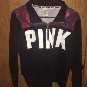 PINK Floral Half Zip